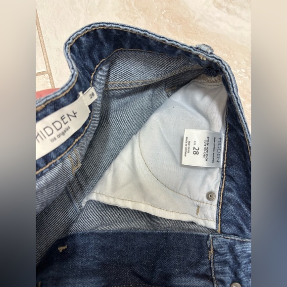 HIDDEN NWOT Logan Dad Jeans SZ 28 Wide Leg Fray Hem High-Rise Relaxed Fit Cotton - Picture 8 of 10